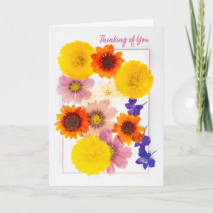 Thinking of You For Anyone Dried Pressed Flowers Holiday Card
