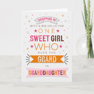 Thinking of You for Young Granddaughter Pink Card