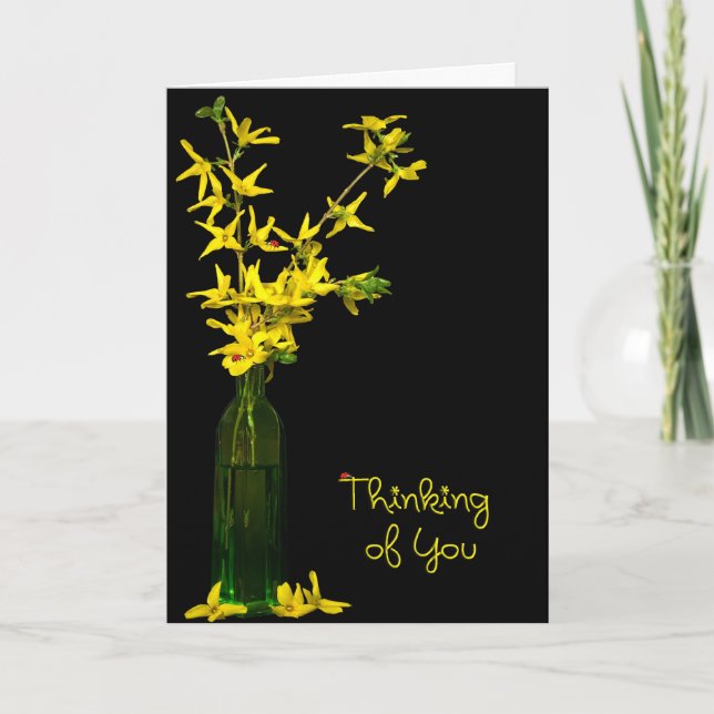 Thinking of you forsythia bouquet card (Front)