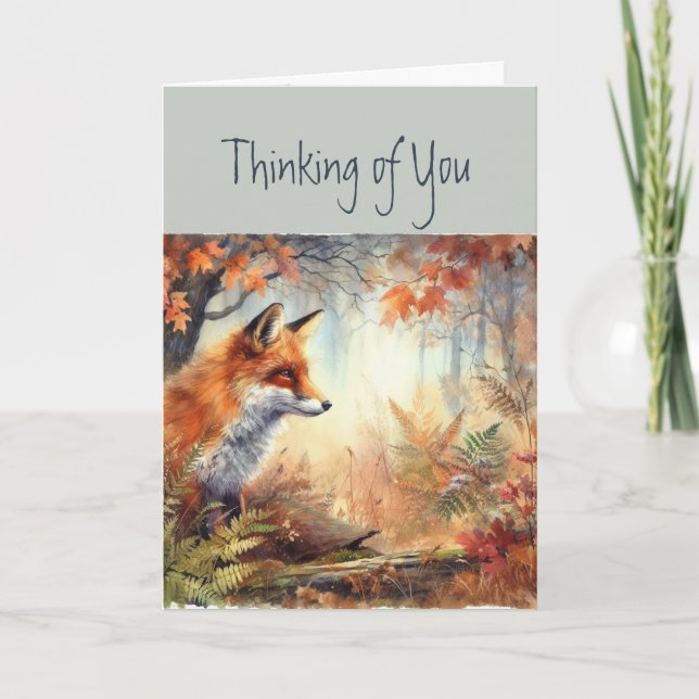 Thinking of You Foxes Animal Wildlife Nature Art Card (Front)