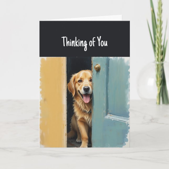 Thinking of You Fun Dog Waiting for You Card (Front)