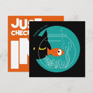 THINKING OF YOU – Funny Black Cat & Fish Card