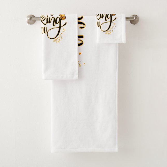 Thinking of You Funny Halloween Voodoo Doll Bath Towel Set (Insitu)