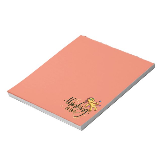 Thinking of You Funny Halloween Voodoo Doll Notepad (Rotated)
