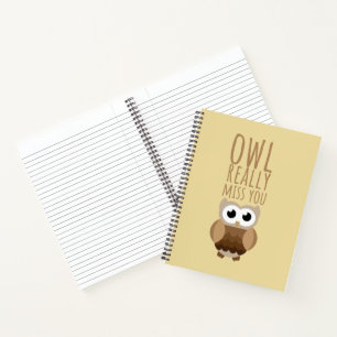 Thinking of You Funny Owl Pun Leaving Farewell Notebook