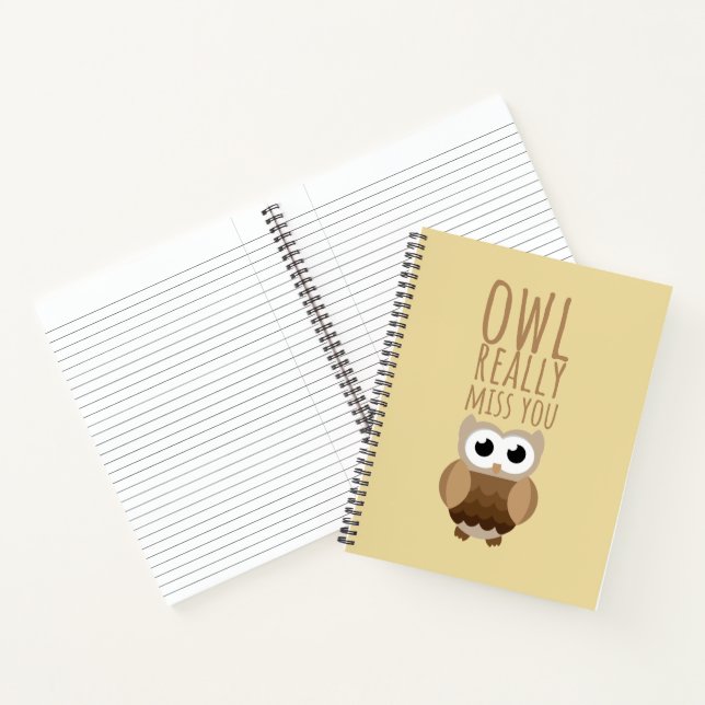 Thinking of You Funny Owl Pun Leaving Farewell Notebook (Inside)