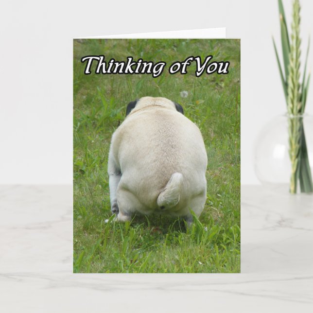 Thinking of You Funny Rude Pug Card (Front)