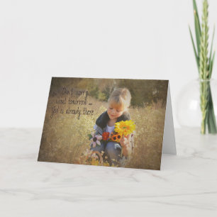 thinking of you-girl with flowers card