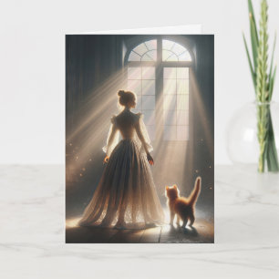 Thinking of You Girl With Kitten Card