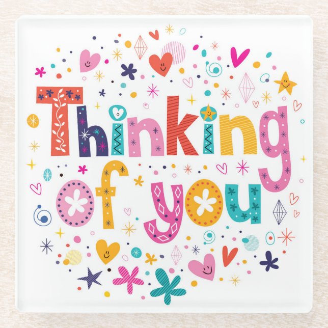 Thinking Of You Glass Coaster (Front)