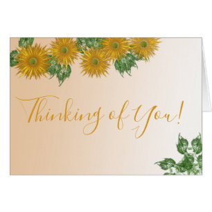Thinking of You Golden Rustic Flower Art Template