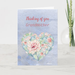 Thinking of you Grandmother Watercolor Cactus Card