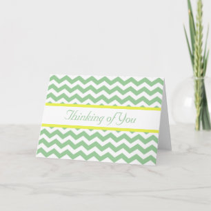 Thinking of you green chevron blank card. card