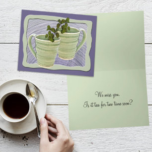 Thinking of You Green Cups Mint Leaves Photo Card