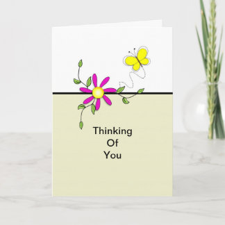 Thinking of You Greeting Card-Flower-Butterfly Card