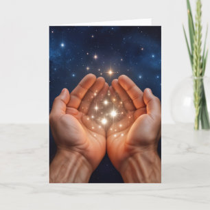 Thinking of You Hands Holding Night Stars Card