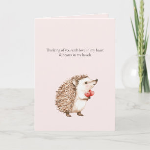Thinking of you Hedgehog Hearts in Hands Card