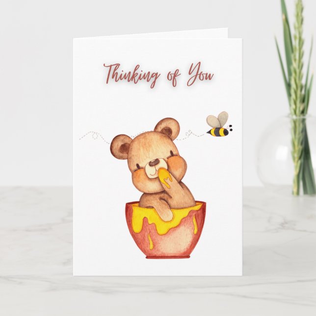 Thinking of You- Honey Bear Greeting Card (Front)