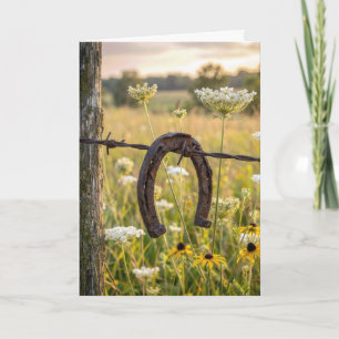 Thinking of You Horseshoe on Barbed Wire Fence Card