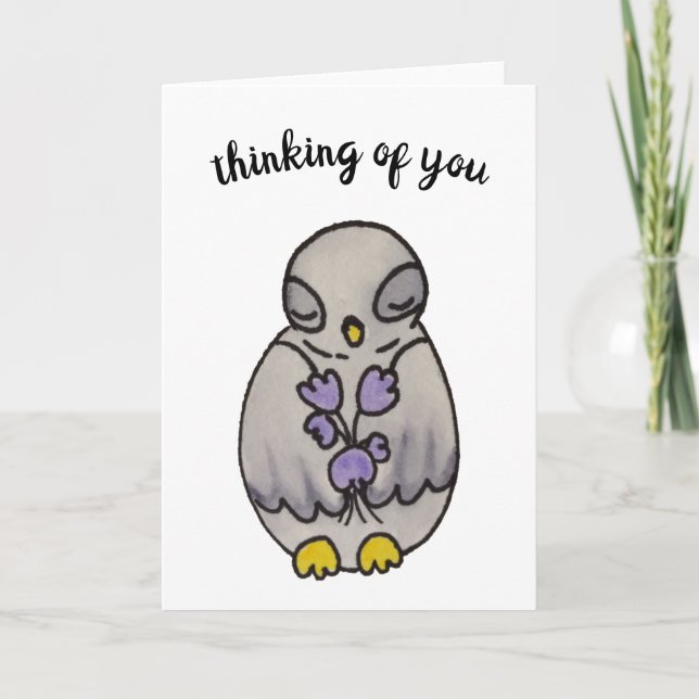 Thinking of You Illustration Owl Card (Front)