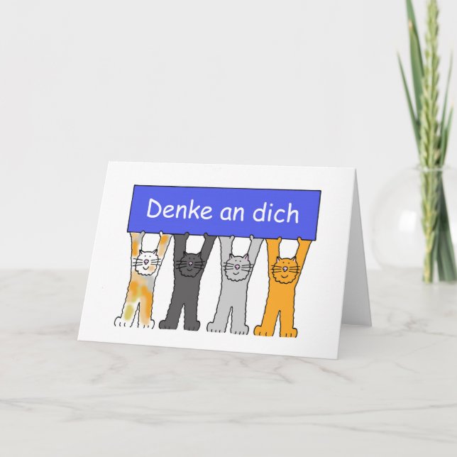 Thinking of You in German Cats Card (Front)