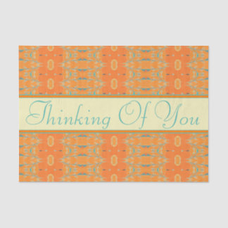 Thinking Of You In Orange and Teal Tissue Paper