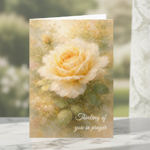 Thinking of You in Prayer Yellow Rose Christian  Card