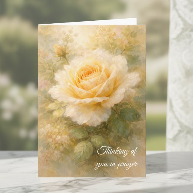 Thinking of You in Prayer Yellow Rose Christian  Card (Creator Uploaded)