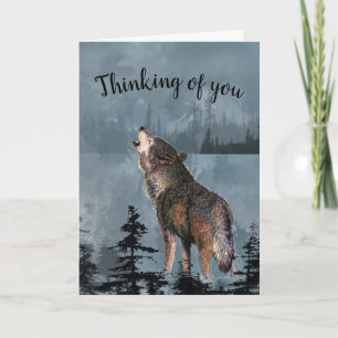 Thinking of you Inspirational Howling Wolf Moon Card
