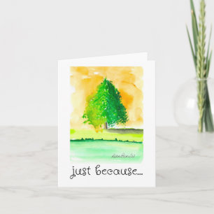 Thinking of You, Just Because, Folk Art Watercolor Card