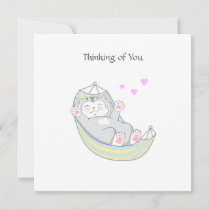 Thinking of You Kitty Cat with Heart in Hammock  C Card
