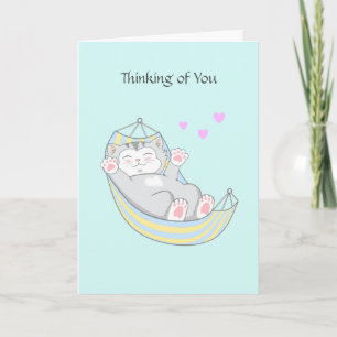 Thinking of You Kitty Cat with Heart in Hammock  C Card