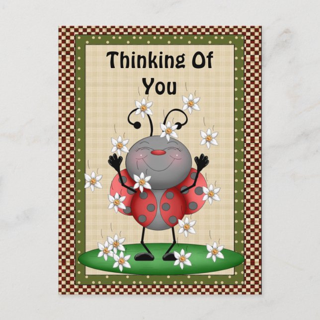 Thinking Of You Ladybug Postcard (Front)