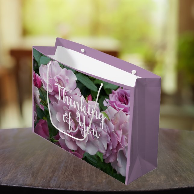 Thinking of You Lavender Roses Floral Large Gift Bag (In Situ)