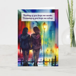 Thinking of You Lesbian Couple Gay Rainbow Card