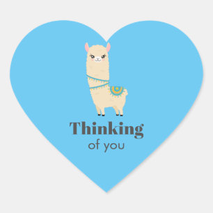 Thinking of you Llama Heart Sticker