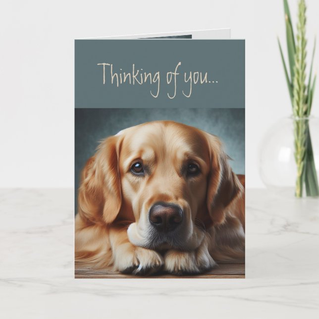 Thinking of You Love Miss You Golden Retriever Dog Card (Front)