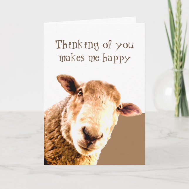 Thinking of You Makes me Smile Funny BOSS Sheep Card (Front)