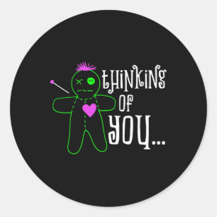 Thinking Of You Mardi Gras Voodoo Doll Classic Round Sticker