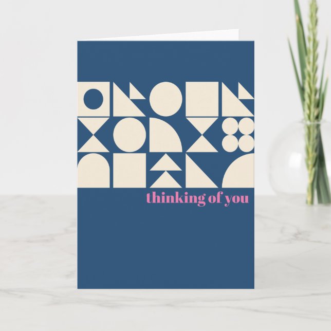 Thinking of You Modern Geometric Blue Stylish Card (Front)
