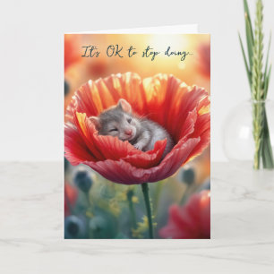 Thinking of you Mouse Nestled In a Red Poppy Card