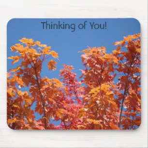 Thinking of You! mousepad Fall Tree Leaves Sky