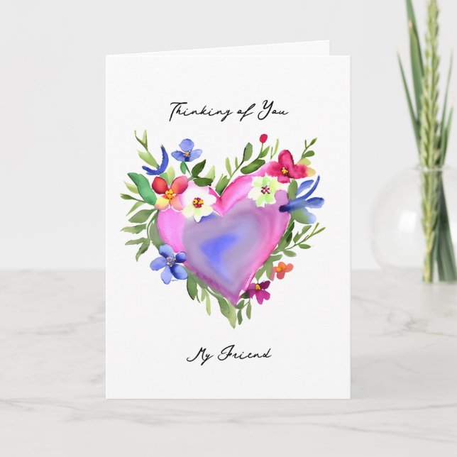 Thinking of You My Friend | Pretty Floral Card (Front)