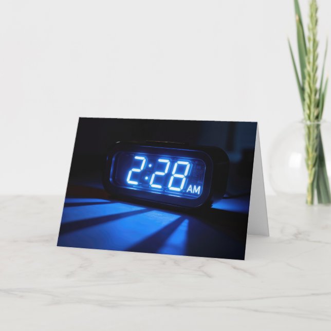 Thinking of You Neon Blue Nightstand Clock Card (Front)
