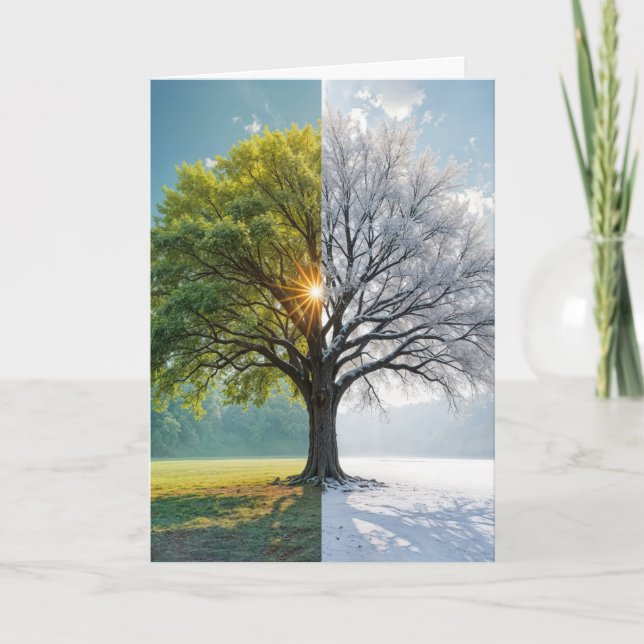 Thinking of You Oak Tree In Dual Seasons Card (Front)