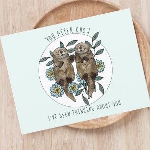 Thinking of You Otters Postcard