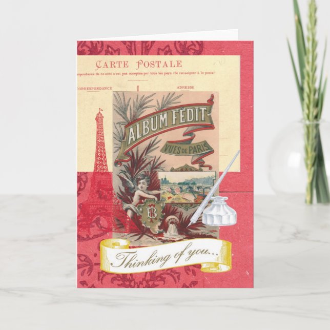 Thinking of You Parisian Collage Card (Front)