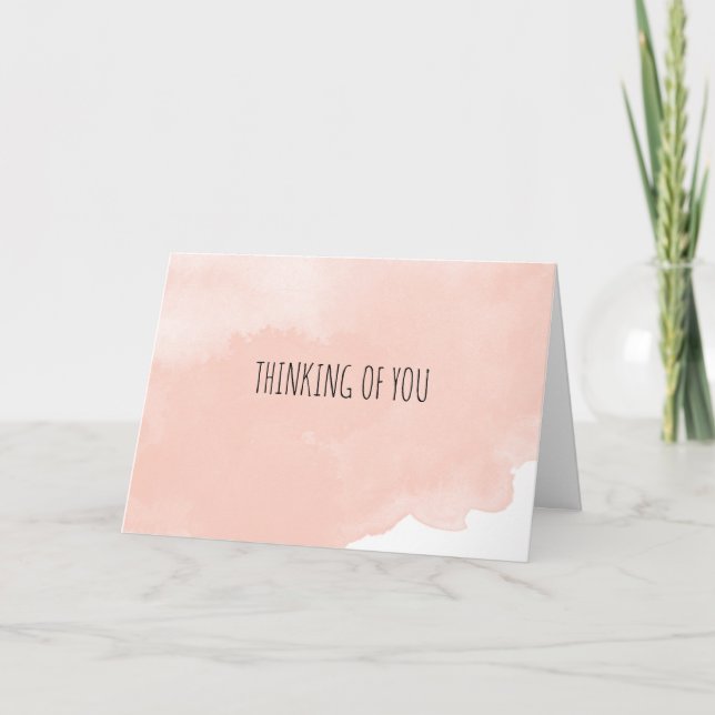 Thinking of You Peach Watercolor Faded Card (Front)