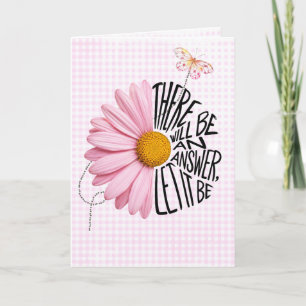 Thinking of You Pink Daisy on Gingham Card