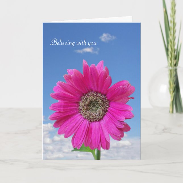 thinking of you -pink daisy with sky card (Front)